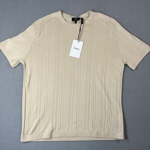 Theory Men's Sand Ribbed Knit Tactile Cotton Short Sleeve Crew Neck T Shirt M